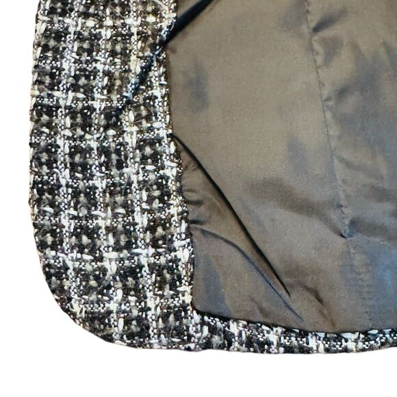George Woman Tweed Fringe Edge Blazer Jacket Open Front Black White Sz 16W - Picture 7 of 11